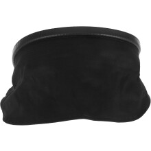 Schwarzer Schweißerhelm mit flammhemmendem Nackenschutz und abnehmbarem Schweißerlatz, Material aus PU und Stoff