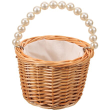 Cesta de mimbre de mano Pearl para flores, elegante cesta de mimbre tejido.