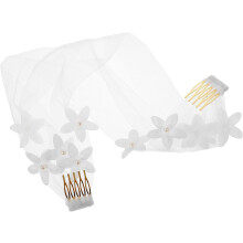 Kurzer Brautschleier mit Perlen und Blumen für die Hochzeit, Perlenverzierungen für Brautjungfern und ihre Freundinnen
