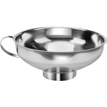 Entonnoir de cuisson en métal épais, à large ouverture, en acier inoxydable, facile à nettoyer et compatible lave-vaisselle.