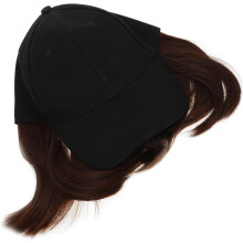 Kurze lockige Perückenhaube für Damen, Kunsthaar, leichte Baseballkappe für den Alltag und als Haaraccessoire, Schwarz