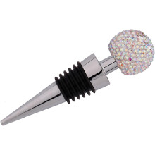 Diamantkugel-Weinstopper, Getränkeverschluss, Kegelform, Zinklegierung, Strass, lebensmittelechte Legierung, wiederverwendbar