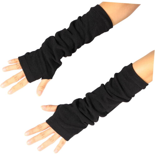 Winterliche fingerlose Strickhandschuhe mit Daumenloch
