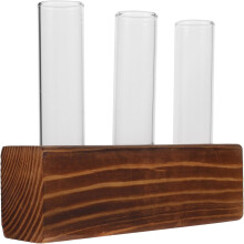 Jarrón de madera para plantas hidropónicas, soporte para tubos de propagación de plantas y tubos de ensayo de vidrio.