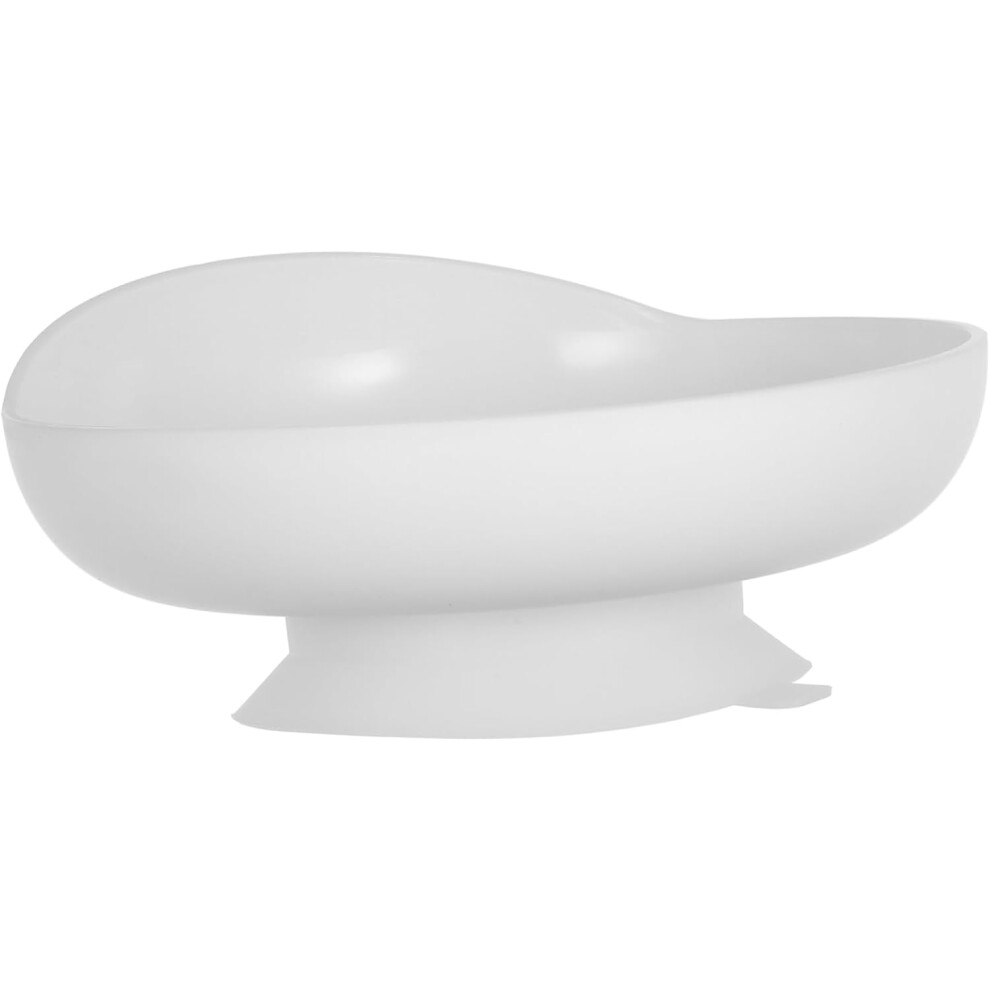 Hkhbjs White Anti-Spill Elderly Dish With Suction Cup Base, Large Scoop Bowl Made Of Pp And Silicone