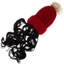 Lustige Strickperücke, Kunsthaar für Damen, Wintermütze mit weichem Futter, ideal für Weihnachtsfeiern und Outdoor-Aktivitäten