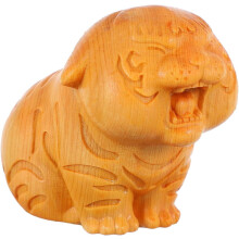 Kreative braune Tiger-Holzschnitzerei mit Tierkreiszeichenmotiv, angenehme Oberfläche