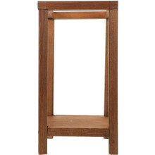 Support floral rustique en bois pour porche, avec structure robuste et supporte un poids important.