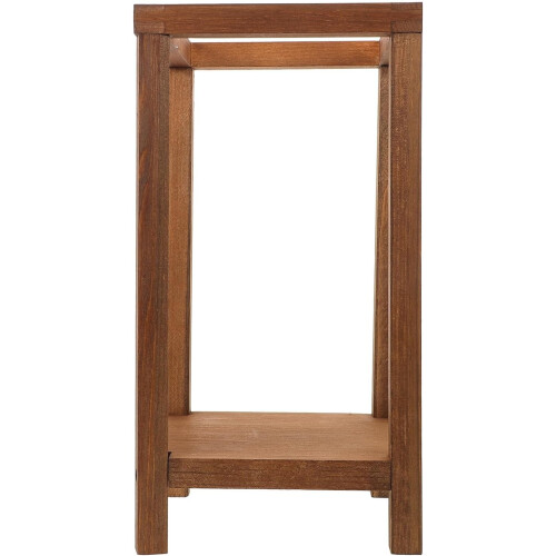 Support floral rustique en bois pour porche, avec structure robuste et supporte un poids important.