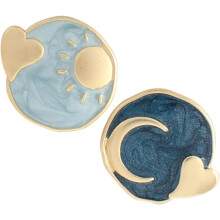 Retro-Ohrstecker mit Sonne und Mond für Damen – modischer Party-Look, asymmetrischer Schmuck, ästhetische Ohrstecker