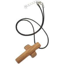 Religiöse Holzkette mit Kreuzmotiv für Damen und Herren, Gebetsanhänger aus Naturholz