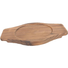 Steintopf mit Holzsockel aus diesem Material zur Verwendung in der Küche als Auflaufform oder Suppentopfhalter
