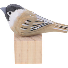Handgefertigte, geschnitzte Vogelfigur aus Holz, kleine Spatzenstatue für die Heimdekoration