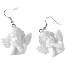 Vintage-Ohrringe mit Engelmotiv, weiße Amor-Ohrhänger für Damen, Retro-Schmuck