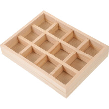 Schmucktablett aus Holz mit zwölf Fächern zur Aufbewahrung von Halsketten und Ringen