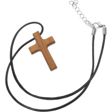 Kreuzkette aus Holz für Damen und Herren, Olivenholz-Kreuzanhänger an Kordel, christlicher Unisex-Schmuck