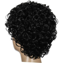 Peluca corta rizada negra para mujer, postizo de cabello sintético de moda para mujer, accesorio para fiestas de carnaval y disfraces.