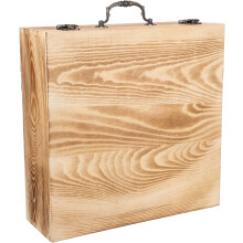 Retro-Schmuckkästchen aus Holz, 30 x 30 x 10 cm, dekoratives Schmuckkästchen, tragbarer Schmuckorganizer mit Deckel