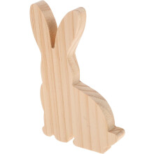 Hölzerner Hase als zarte, kreative Hasen-Holzfigur für die Neujahrsdekoration am Schreibtisch