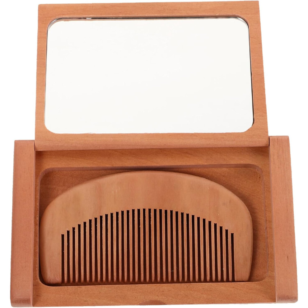 Hkhbjs Vintage Foldable Makeup Mirror Wood Frame Small Portable Mirror