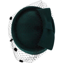 Vintage villainen fascinator-hattu hunnulla naisille brittiläistyylinen cocktail-tyylinen pillerirasia-fedora