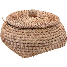 Mehrzweck-Aufbewahrungskorb aus Rattan, Naturfarbe, mit Deckel, ausreichend Fassungsvermögen