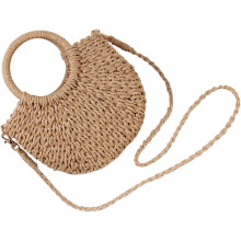 Gewebte Crossbody-Strandtasche, Damen-Sommer-Schultertasche, handgewebte Stroh-Halbmond-Geldbörse