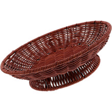Coupe à fruits surélevée sur pied, plateau décoratif pour collations avec motif imitation rotin
