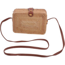 Mini-Strandtasche aus Korbgeflecht für Damen, trendige Strohhandtasche, gewebte Schultertasche