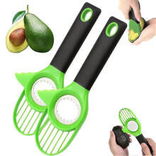 (2pcs) Avocado Slicer Tool 3-in-1 - Pit Remover Serrated Knife Stainless Steel Kitchen Gadget