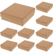 10 kleine Schmuckkästchen aus Vintage-Kraftpapier (9 x 9 x 3 cm) mit Schaumstoffeinlage