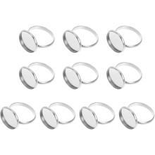 Supports de bagues réglables en acier inoxydable, indéformables, 10 pièces, robustes, argentés, vierges