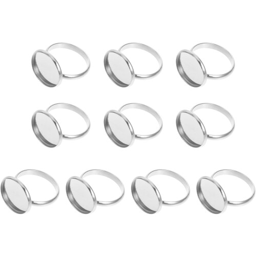 Supports de bagues réglables en acier inoxydable, indéformables, 10 pièces, robustes, argentés, vierges