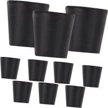 10 dopuri negre din cauciuc pentru eprubete și baloane, design conic, inserție și îndepărtare ușoară