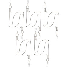 10 fibbie a pesce in acciaio inox con girella americana e perno rinforzato, misura media, diametro del filo 2,5 mm, lunghezza 140 mm.