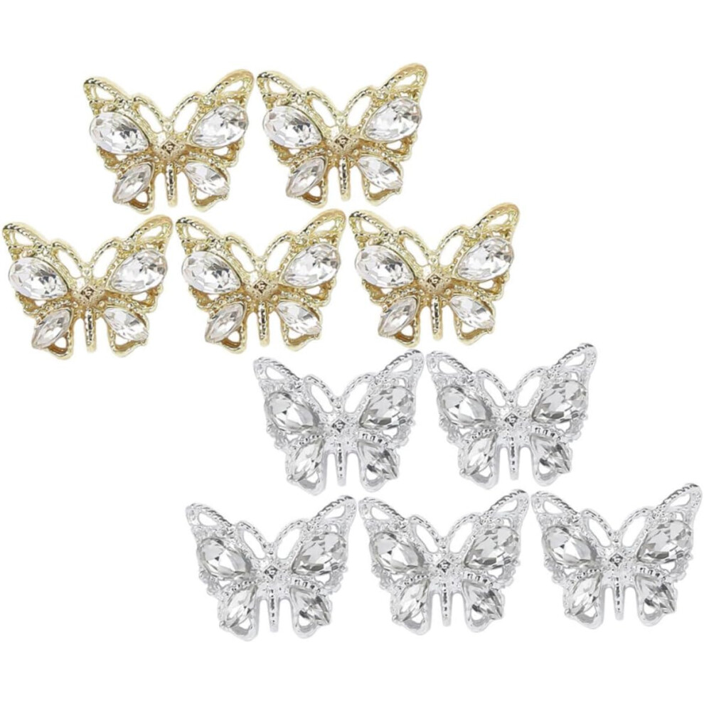 Hkhbjs 10Pcs Butterfly Nail Gems Shiny Charms For Acrylic Nails Decoration Supplies