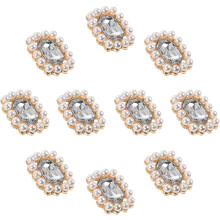 10 rechteckige Strass-Perlmuttknöpfe aus Legierung für DIY-Bastelarbeiten und Näharbeiten, glänzende Kleidungsknöpfe, geeignet