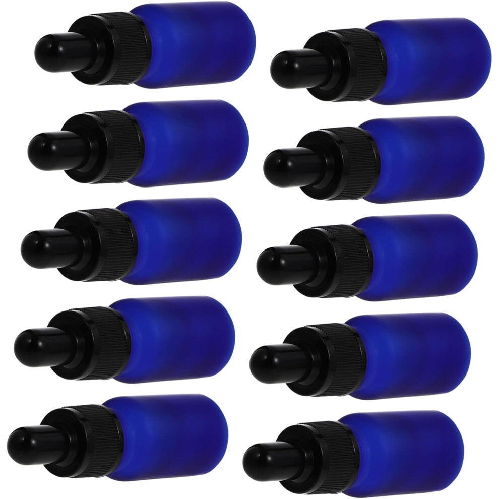 Hkhbjs 10Pcs 10Ml Frosted Glass Essential Oil Bottles Refillable Travel Dropper Bottles