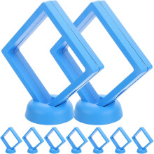 10 Sets himmelblaue 9x9cm schwebende Schmuckpräsentationsboxen mit rundem Sockel, kleine schwebende Aufbewahrungsrahmen