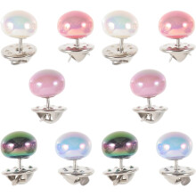 10pcs Sem costura Broche Pins botão com pérola falsa para mulheres Vintage camisa Lapel Pin Acessórios