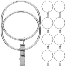 10 Stück robuste, silberfarbene Gardinenclips aus Eisen mit Ringen für einfache Montage, stilvolle Gardinenhaken in römischer Kreisform