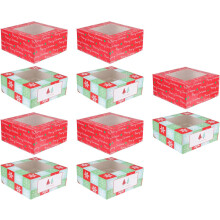 Lot de 10 boîtes à cupcakes de Noël, contenant en papier à 4 cavités avec inserts et boîte à fenêtre