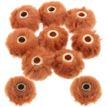 10 braune Kunstfell-Pompons mit großem Loch für die Schmuckherstellung