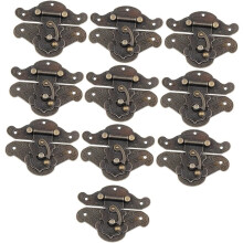 10 set di fibbie per scatole di legno in lega di zinco, chiusura decorativa retrò con aspetto semplice e dettagli delicati
