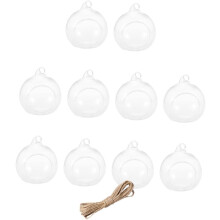 10 portavelas colgantes de cristal para bodas, bola de cristal colgante con cuerda de 9 metros de borosilicato de alta calidad.