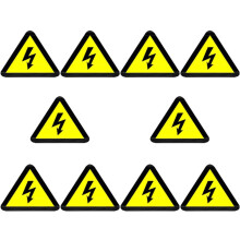 10 Stück Warnaufkleber für Hochspannung und Stromschlag, 5 cm dreieckig, gelb, hitzebeständig