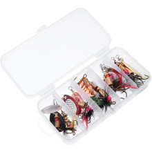 10Pcs Metal Spinnerbait Fishing Lures Set com iscadas artificiais duras e caixa de abordagem