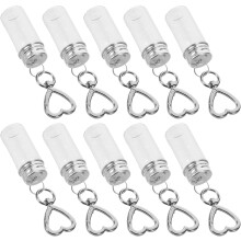 10 Stück DIY-Glücksgefäße, Wunschfläschchen aus 7 ml Glas mit Deckel und Edelstahl-Schlüsselringbefestigung