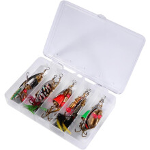 Conjunto de lures de pesca Spinnerbait de 10pcs com iscadas artificiales de metal duro para o kit de pesca de truta de baixo Walleye