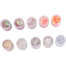 10 Stück Pailletten-Nagelpulver mit Glitzermischung für die Maniküre im Heimstudio mit Farbverlauf-Pailletten und schimmerndem Puder